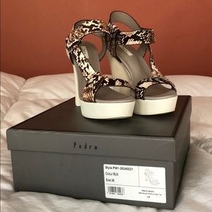 Brown & white Pedro platform sandal-Never worn